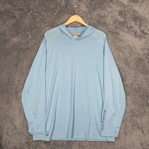 Huk A1A Hoodie Mens 2XL Blue Lightweight Pullover Fishing Outdoor FLAW READ
